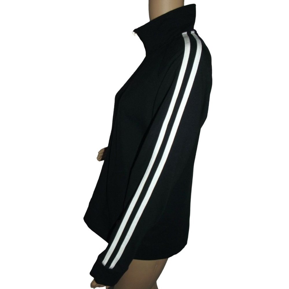 Oleg Cassini Large Black White Stripe Fleece Jogging Track Zip Jacket active l